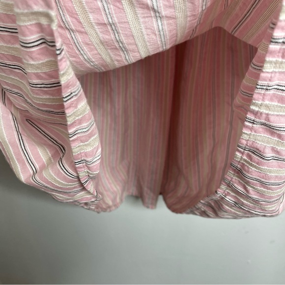 J.Crew Pink Striped Bow Tie Long Sleeve Cotton Poplin Dress M-L Cottage Vintage - Picture 11 of 16